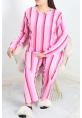 Bisiklet Yaka Battal Pijama Takımı Kırmızıpembe - 776.1287.