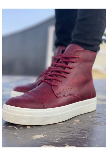 CH029 CBT Vulcanized Lace Up Erkek Bot BORDO