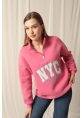 Üç İplik Nyc Nakışlı Kadın Pembe Sweat