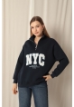 Üç İplik Nyc Nakışlı Kadın Lacivert Sweat