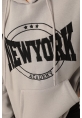 Üç İplik Newyork Nakışlı Kadın Koyu Gri Sweat