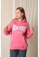 Üç İplik Newyork Nakışlı Kadın Pembe Sweat