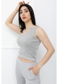 Askılı U Yaka Crop Bady Gri - P-020500