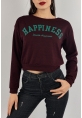 Baskılı Crop Sweat Mor - 0135.158.