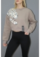 Baskılı Crop Sweat Taba - 211.502.