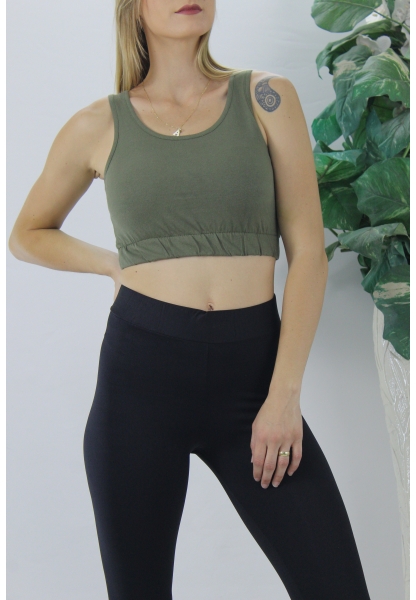 Beli Lastikli Crop Haki - Lks2907.022