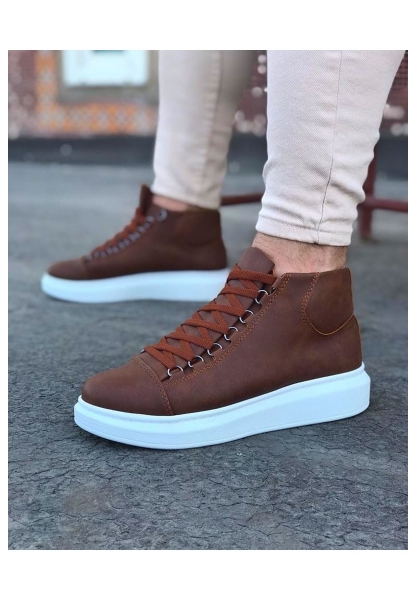  WG032 Taba Bağcıklı Sneakers  Yarım Bilek Bot 