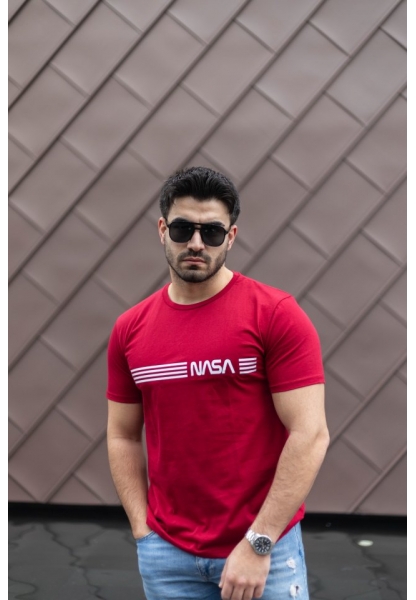 Erkek Kısa Kollu Nasa Baskı Basic Erkek T-shirt