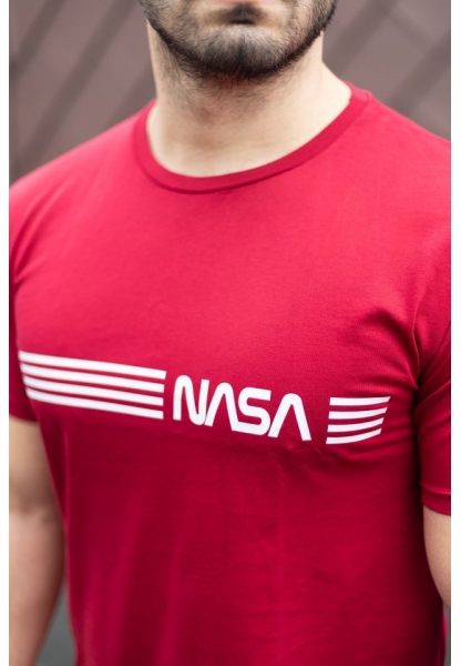 Erkek Kısa Kollu Nasa Baskı Basic Erkek T-shirt