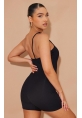 Kadın Asimetrik Askılı Mini Kaşkorse Bodycon Tulum