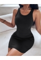 Kadın Kalın Askılı Bodycon Kaşkorse Mini Elbise