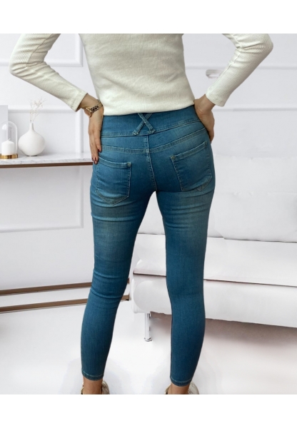 Yüksek Bel Likralı Jean Pantolon 90 Cm