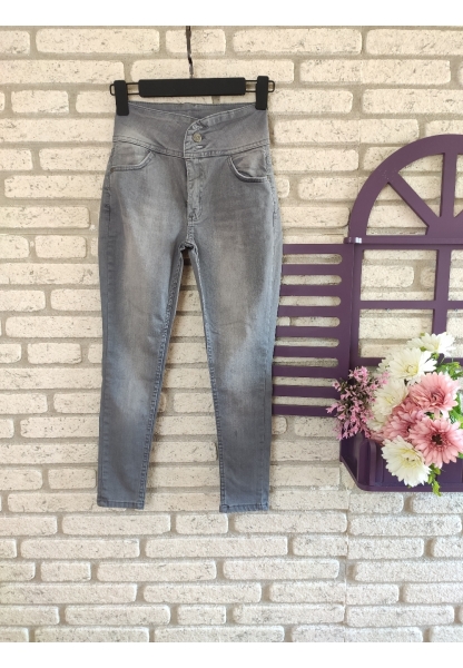 Yüksek Bel Likralı Jean Pantolon 90 Cm