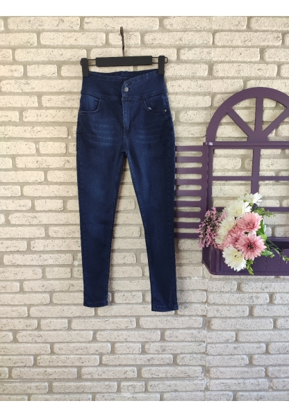 Yüksek Bel Likralı Jean Pantolon 90 Cm