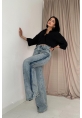 Kar Yıkama Yan Yırtmaçlı Jeans Pantolon