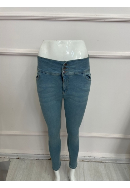 Yüksek Bel Likralı Jean Pantolon 90 Cm