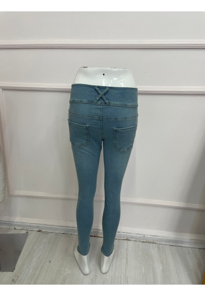 Yüksek Bel Likralı Jean Pantolon 90 Cm