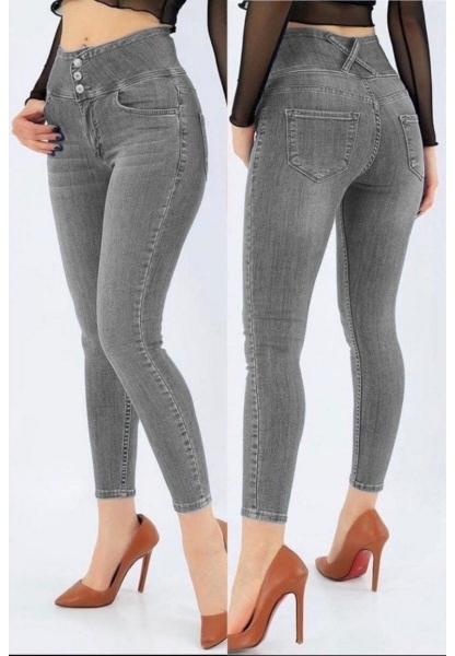 Yüksek Bel Likralı Jean Pantolon 90 Cm