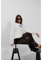 Baskılı Sıfır Yaka Oversize Sweatshirt