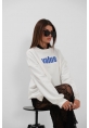 Baskılı Sıfır Yaka Oversize Sweatshirt