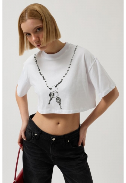 Baskılı Crop T-Shirt