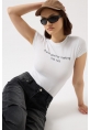 Baskılı Likralı Crop T-Shirt