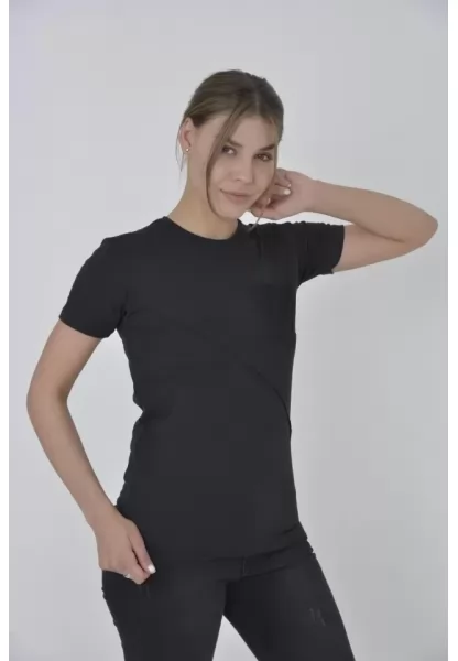 File Cepli Slim Fit T-shirt - Siyah