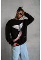 Erkek Güvercin Baskılı Sweatshirt - Siyah