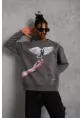 Erkek Güvercin Baskılı Sweatshirt - Gri