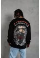 Erkek 3 İplik Gangster Baskılı Sweatshirt - Siyah