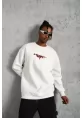 Erkek 3 İplik Gangster Baskılı Sweatshirt - Beyaz