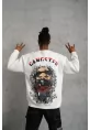 Erkek 3 İplik Gangster Baskılı Sweatshirt - Beyaz