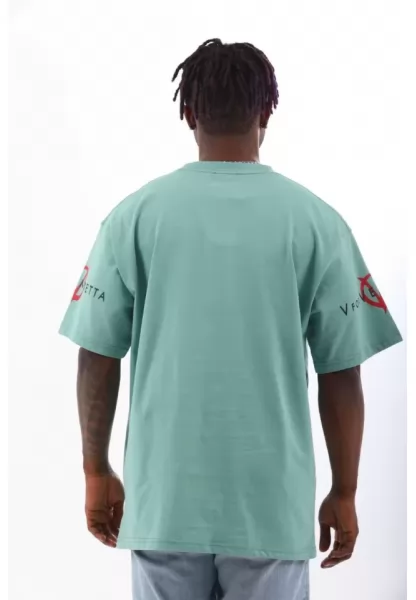 Unisex Oversize Baskılı Bisiklet Yaka T-Shirt - Mint Yeşili