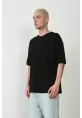 Unisex Basic Bisiklet Yaka Oversize T-Shirt - Siyah