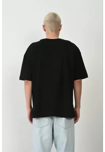 Unisex Basic Bisiklet Yaka Oversize T-Shirt - Siyah