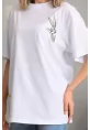 Unisex Baskılı Oversize T-Shirt - Beyaz