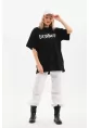 Unisex Baskılı Oversize T-Shirt - Siyah