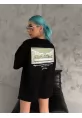 Unisex Baskılı Oversize T-Shirt - Siyah