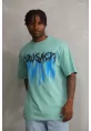 Unisex Baskılı Oversize T-Shirt - Mint Yeşili