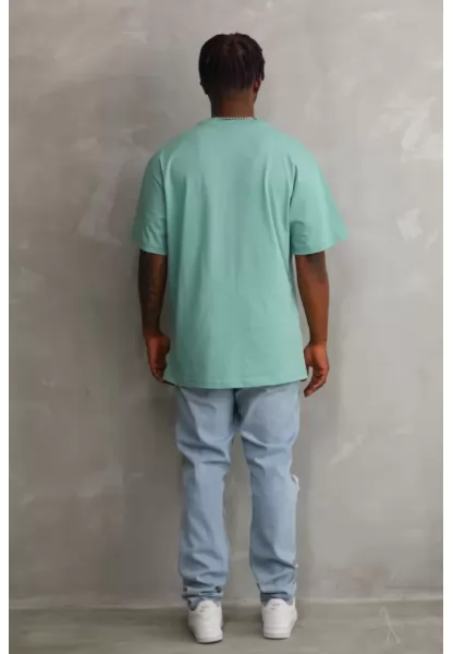 Unisex Baskılı Oversize T-Shirt - Mint Yeşili