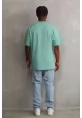 Unisex Baskılı Oversize T-Shirt - Mint Yeşili