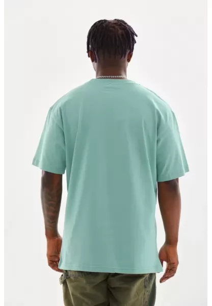 Unisex Baskılı Oversize T-Shirt - Mint Yeşili