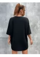 Unisex Baskılı Oversize T-Shirt - Siyah