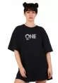 Unisex Baskılı Oversize T-Shirt - Siyah