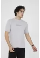 Unisex Bisiklet Yaka Slim Fit T-Shirt- Boyalı Gri