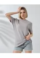 Unisex Bisiklet Yaka Slim Fit T-Shirt - Boyalı Gri