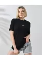 Unisex Bisiklet Yaka Baskılı Slim Fit T-Shirt - Siyah