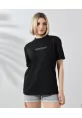 Unisex Bisiklet Yaka Baskılı Slim Fit T-Shirt - Siyah