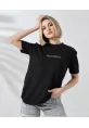 Unisex Bisiklet Yaka Baskılı Slim Fit T-Shirt - Siyah