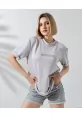 Unisex Bisiklet Yaka Baskılı Slim Fit T-Shirt - Boyalı Gri